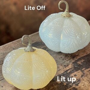GLASS LIGHT UP PUMPKIN (10.5 x 11") Iridescent Decorative Globe